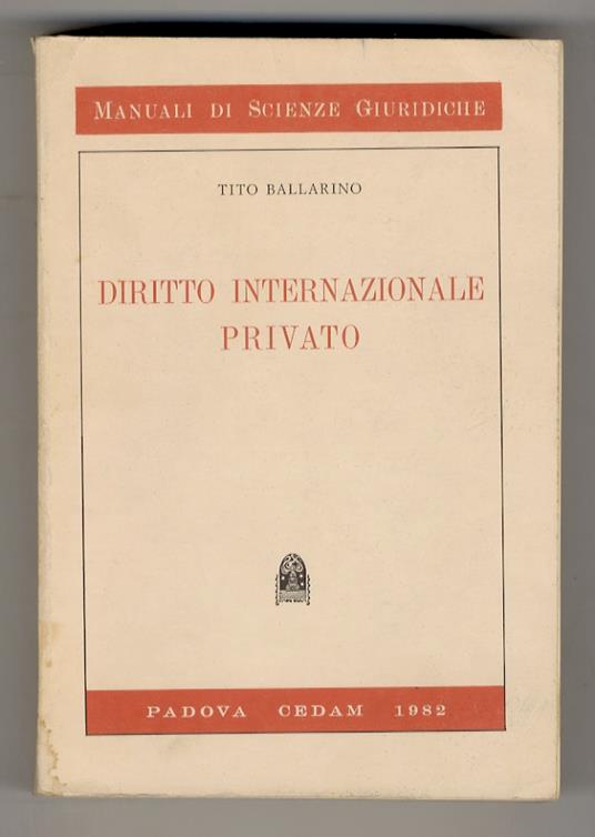 Diritto internazionale privato - Tito Ballarino - copertina