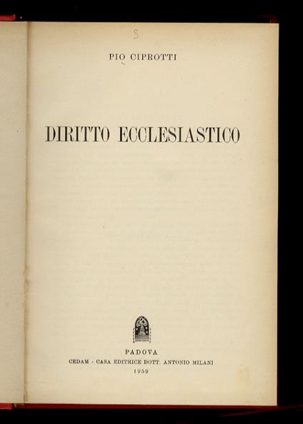 Diritto ecclesiastico - Pio Ciprotti - copertina