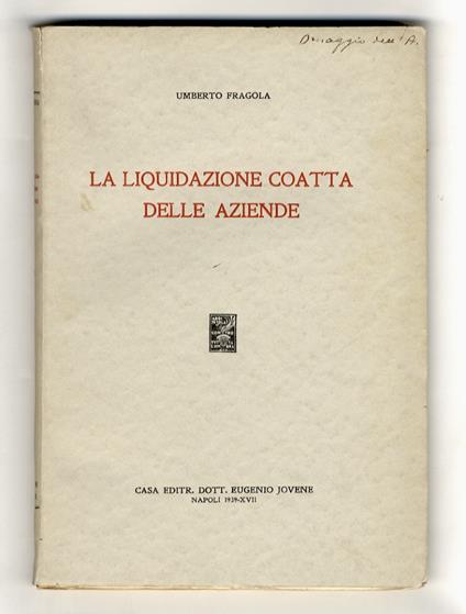 La liquidazione coatta delle aziende - Umberto Fragola - copertina