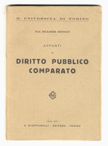 Appunti di diritto pubblico comparato - Riccardo Monaco - copertina