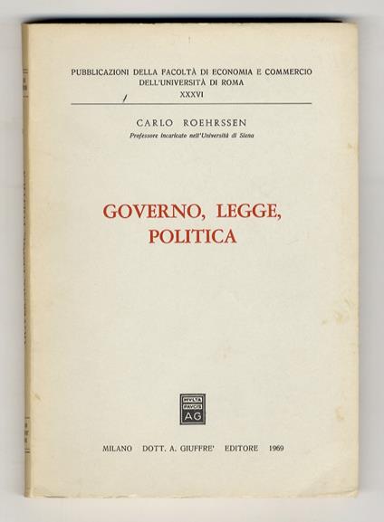 Governo, legge, politica - Carlo Roehrssen - copertina