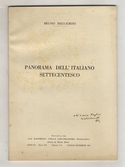 Panorama dell'italiano settecentesco - Bruno Migliorini - copertina