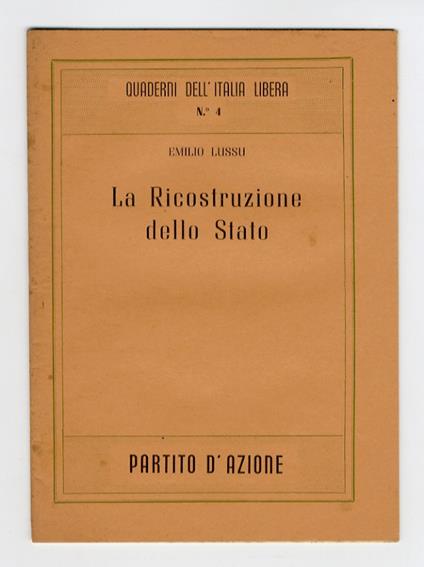 La ricostruzione dello Stato - Emilio Lussu - copertina