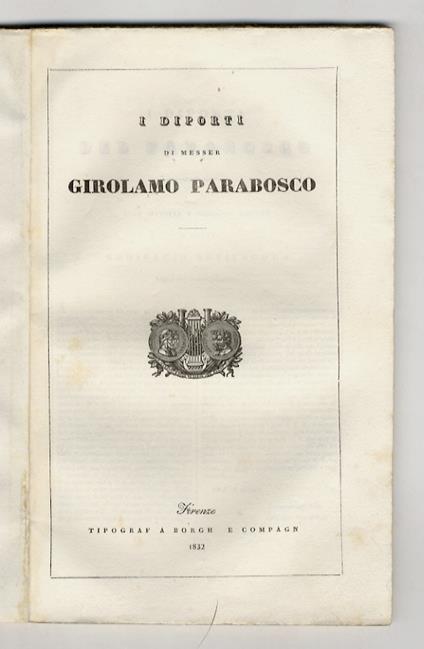 I diporti di messer Girolamo Parabosco - Girolamo Parabosco - copertina