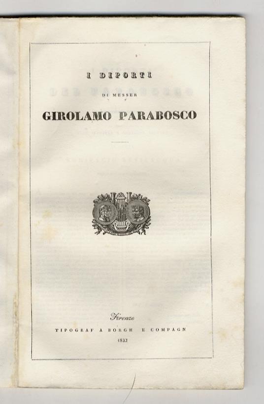 I diporti di messer Girolamo Parabosco - Girolamo Parabosco - copertina