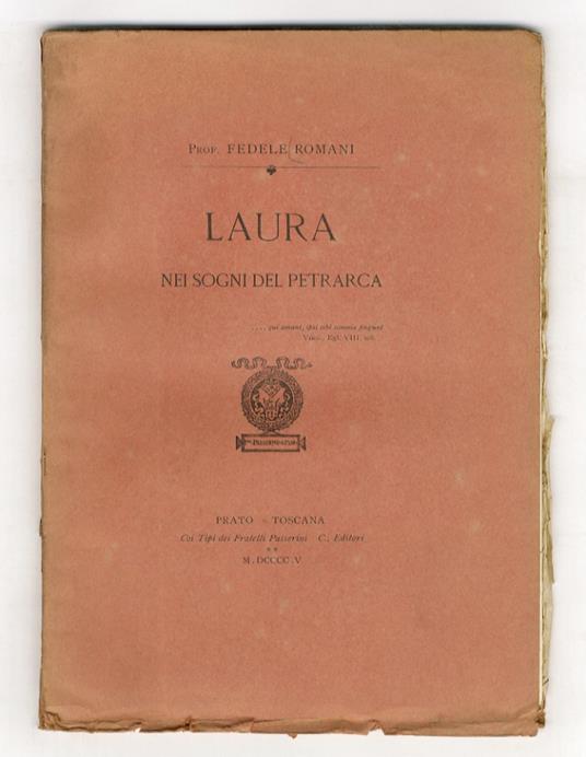 Laura nei sogni del Petrarca - Fedele Romani - copertina