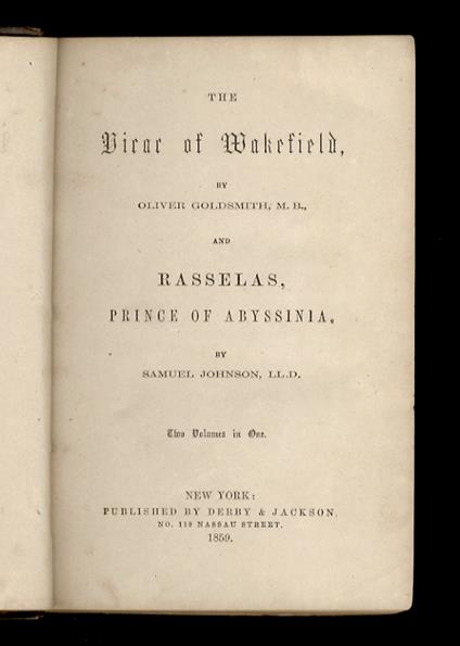 The Vicar of Wakefield by Oliver Golsmith and Rasselas, Prince od Abyssinia by Samuel Johnson. Two volumes in one - Oliver Goldsmith - copertina