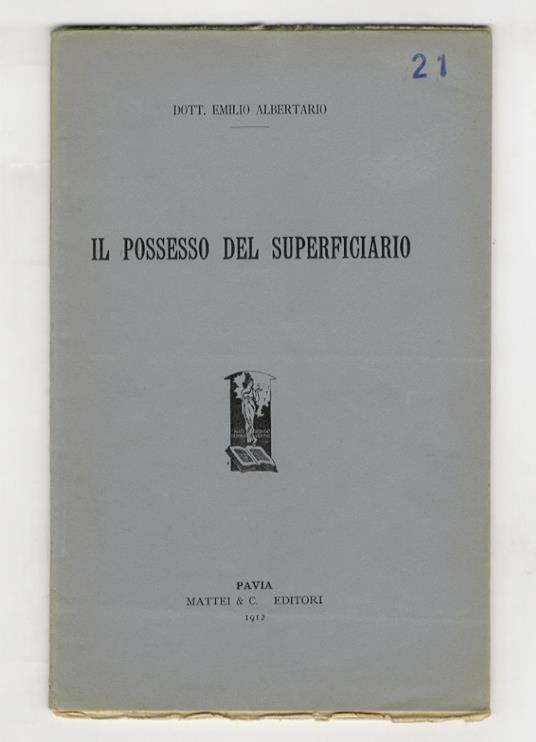 Il possesso del superficiario - Emilio Albertario - copertina