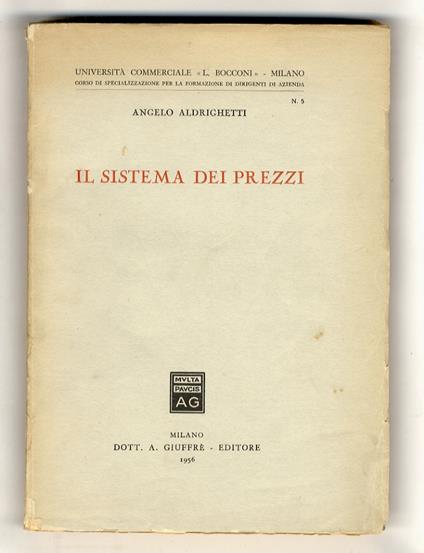 Il sistema dei prezzi - Angelo Aldrighetti - copertina