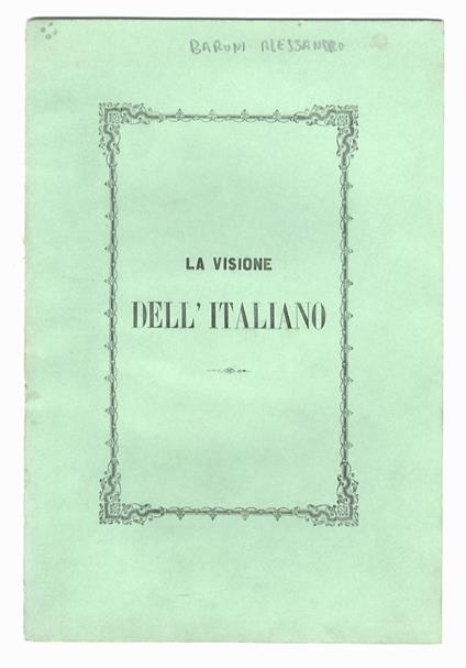 La visione dell'italiano [versi] - Alessandro Baroni - copertina