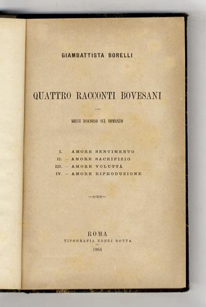 Quattro racconti bovesani. Con breve discorso sul romanzo [...] - Giambattista Borelli - copertina