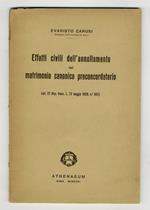 Effetti civili dell'annullamento del matrimonio canonico preconcordatario (art. 22 disp. trans. L. 27 maggio 1929, n. 847)