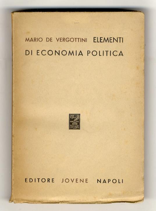 Elementi di economia politica - Mario De Vergottini - copertina