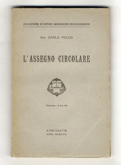 L' assegno circolare - Carlo Folco - copertina