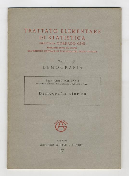 Demografia storica - Paolo Fortunati - copertina