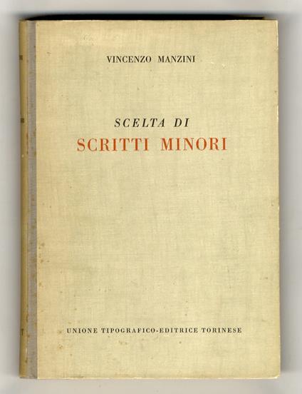 Scelta di scritti minori - Vincenzo Manzini - copertina