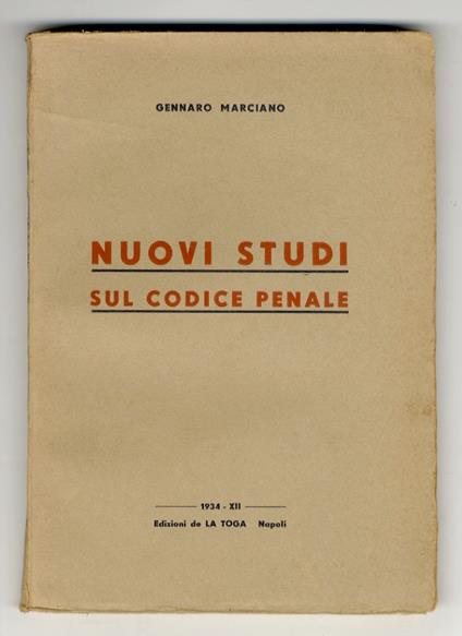 Nuovi studi sul codice penale - Gennaro Marciano - copertina