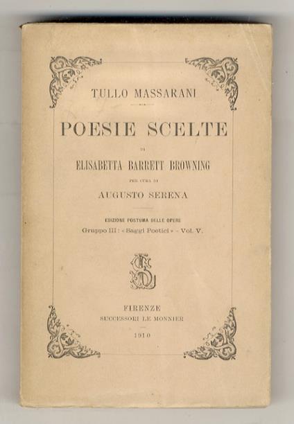 Poesie scelte di Elisabetta Barrett Browning, per cura di Augusto Serena - Tullo Massarani - copertina