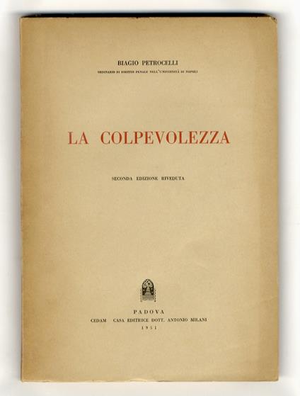 La colpevolezza - Biagio Petrocelli - copertina