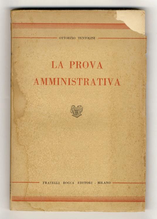 La prova amministrativa. (Parte speciale) - Ottorino Tentolini - copertina