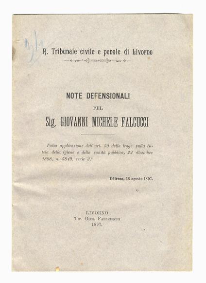 Note defensionali pel Sig. Giovanni Michele Falcucci - copertina