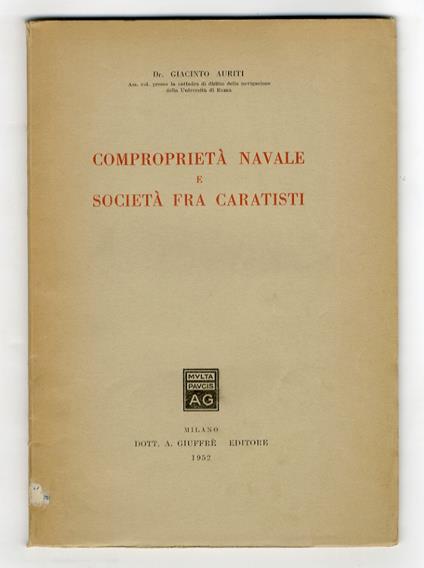 Comproprietà navale e società fra caratisti - copertina