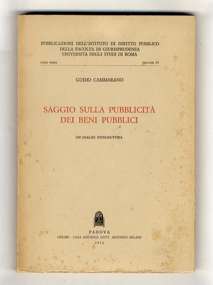 Saggio sulla pubblicità dei beni pubblici - copertina