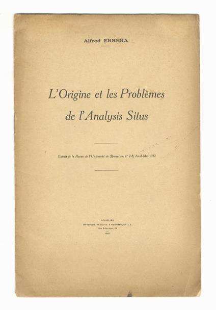 L' origine et les problèmes de l'Analysis Situs - copertina