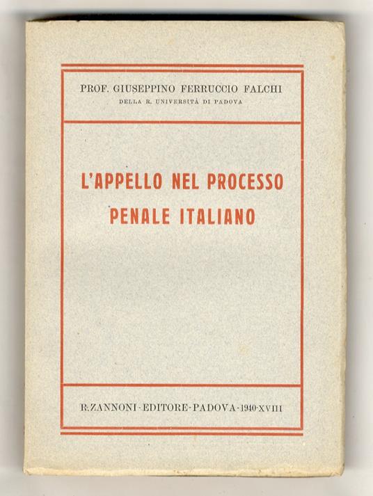 L' appello nel processo penale italiano - copertina