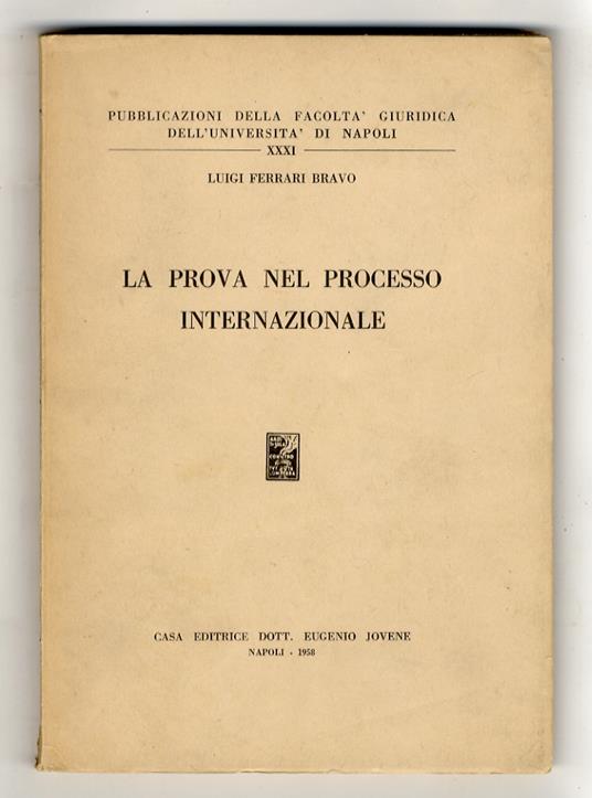 La prova nel diritto internazionale - copertina