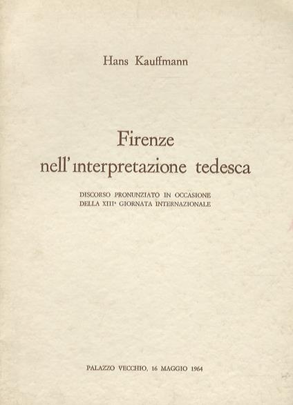 Firenze nell'interpretazione tedesca. Discorso - copertina