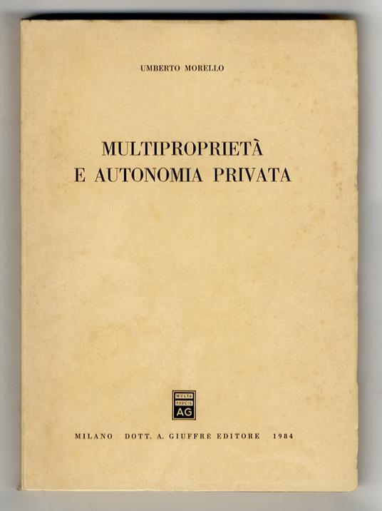 Multiproprietà e autonomia privata - copertina