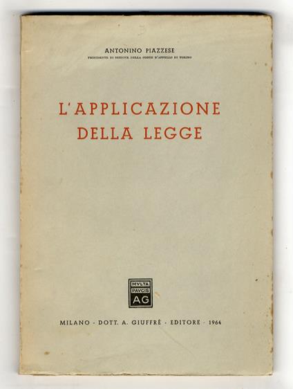 L' applicazione della legge - copertina