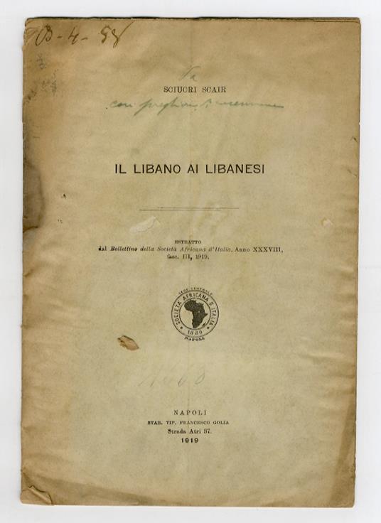 Il Libano ai Libanesi - copertina