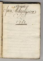 Josephi Speri metaphysica. 1761