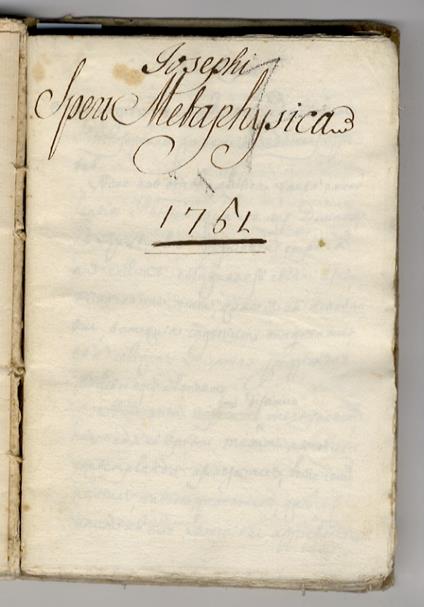 Josephi Speri metaphysica. 1761 - copertina