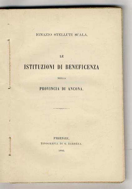 Le istituzioni di beneficenza nella provincia di Ancona - copertina