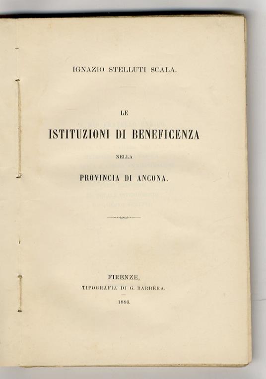 Le istituzioni di beneficenza nella provincia di Ancona - copertina