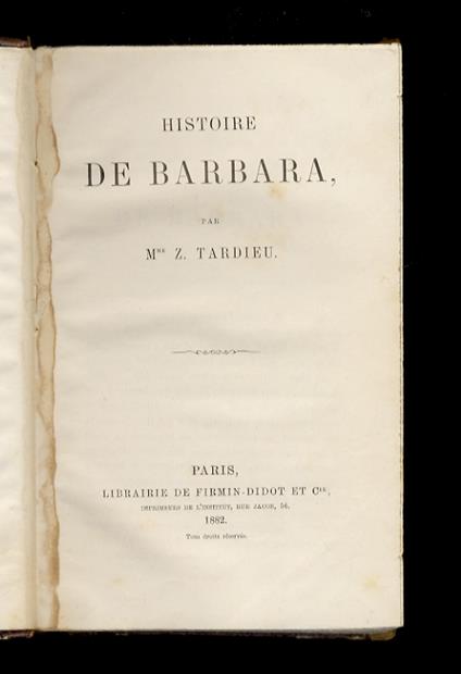 Histoire de Barbara - copertina