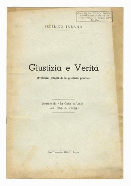 Giustizia e verità (Problemi attuali della giustizia penale) - copertina