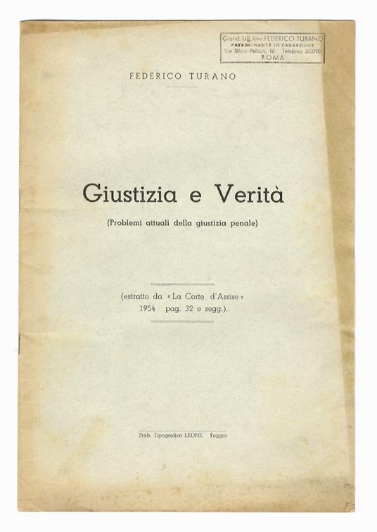 Giustizia e verità (Problemi attuali della giustizia penale) - copertina