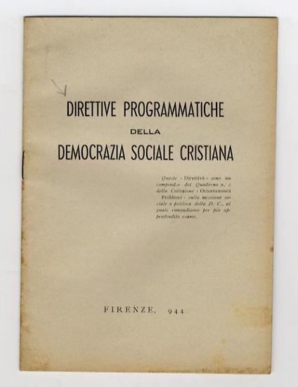 DIRETTIVE programmatiche della Democrazia Sociale Cristiana - copertina