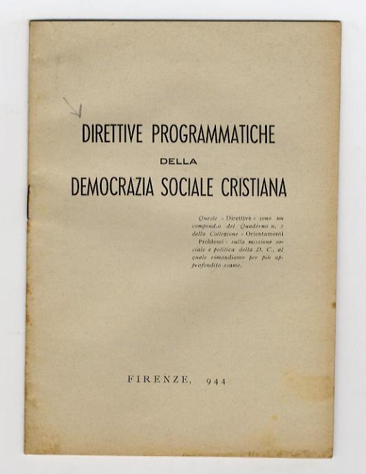 DIRETTIVE programmatiche della Democrazia Sociale Cristiana - copertina