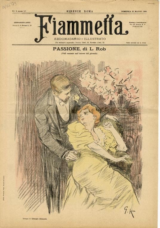 FIAMMETTA. Ebdomadario illustrato. Anno 1. N. 5. Domenica 31 maggio 1896 - copertina