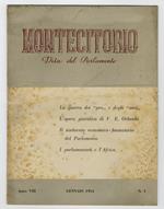 MONTECITORIO. Vita del Parlamento. Rassegna mensile. Anno VIII. 1954. Fascicoli n. 1 (gennaio), 2 (febbraio), 4-5 (aprile-maggio), 6 (giugno), 7 (luglio), 8-9 (agosto-settembre), 10 (ottobre), 11-12 (novembre-dicembre). [Per completare l'annata manca