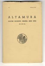 Altamura. Bollettino dell'Archivio - Biblioteca - Museo Civico. N. 8.(Fra i contributi segnaliamo di C. Sabini: Documenti altamurani del 1860 di P. Di Bari: La Carboneria di Altamura di T. BERLOCO: Reperimenti e scavi archeologici nel territorio di