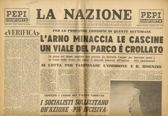 NAZIONE (LA). Edizione del mattino. Anno CVIII. N. 275. Firenze, domenica 4 dicembre 1966 - copertina