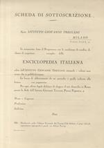 Scheda di sottoscrizione per l'abbonamento all'Enciclopedia Italiana edita dall'Istituto Giovanni Treccani