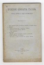 SPEDIZIONE Geografica Italiana nell'Africa Equatoriale. Bollettino n. 6. 1: Terza relazione della commissione esecutiva (13 aprile 1877). 2: Allegati: nuove istruzioni per il marchese Antinori, istruzioni per il marchese Martini, conti finanziari. 3: