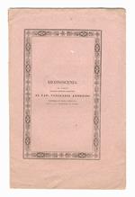 RICONOSCENZA del sacerdote Antonio Boschi faentino al cav. Vincenzio Andreini, professore di clinica chirurgica nell'I. e R. Arcispedale di Firenze